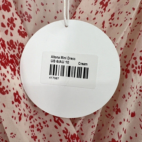 Princess Polly Altona Red Ivory Floral Print Mini Dress Women's Size 6 NWT - Picture 10 of 12